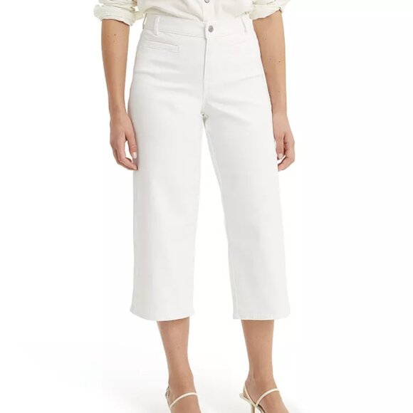 Levi's Size 18/34 Waist White Jeans Classic Wide-Leg Crop - Picture 1 of 7